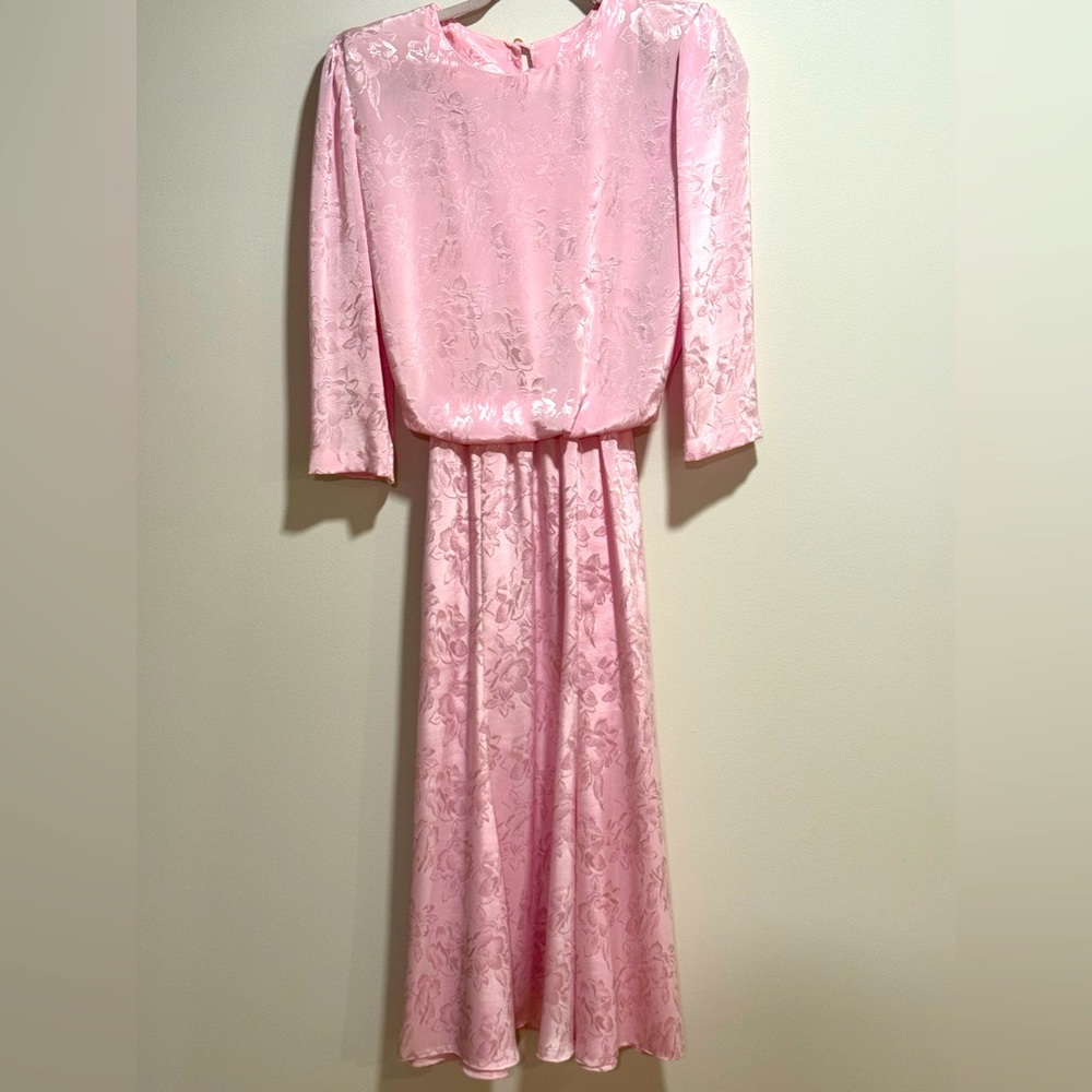 Vtg Katie Mfg Pink Floral Day Dress Size 11/12 Union USA